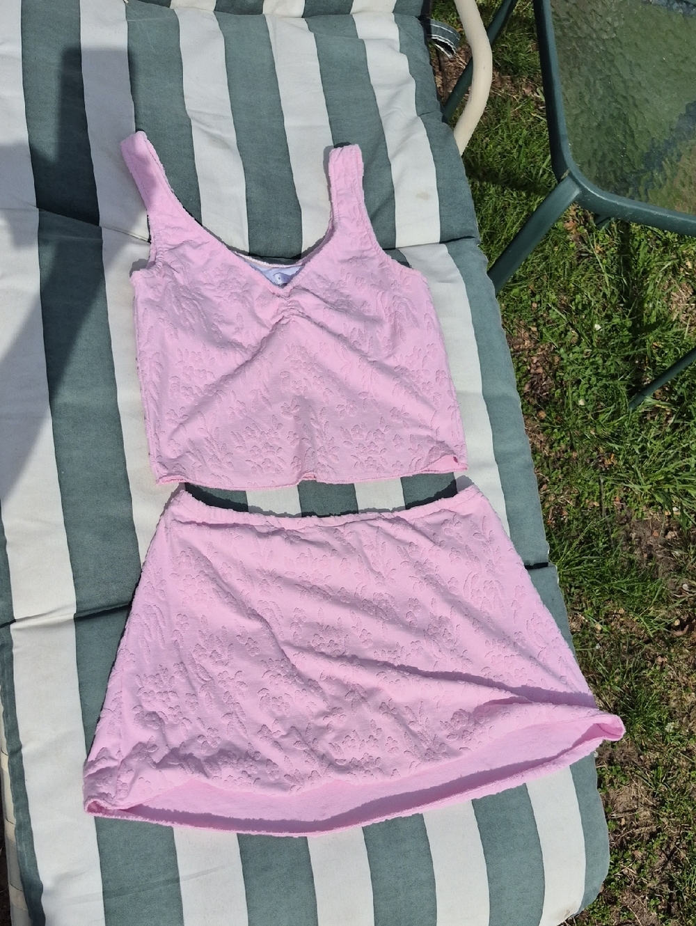 VINTAGE FITIGUES Pink Women’s Jaquard Two-Piece Skirted Swimsuit M